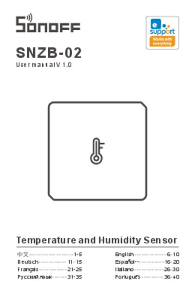 SONOFF SNZB-02 Temperature and Humidity Sensor User Manual - cover page