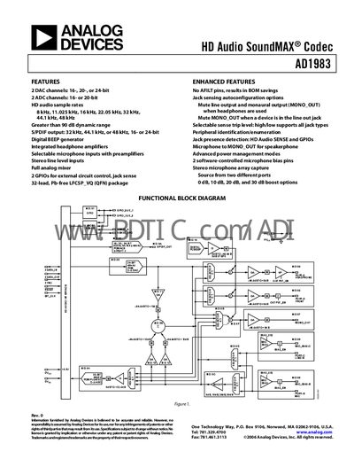 Analog Devices AD1983 Datasheet - cover page