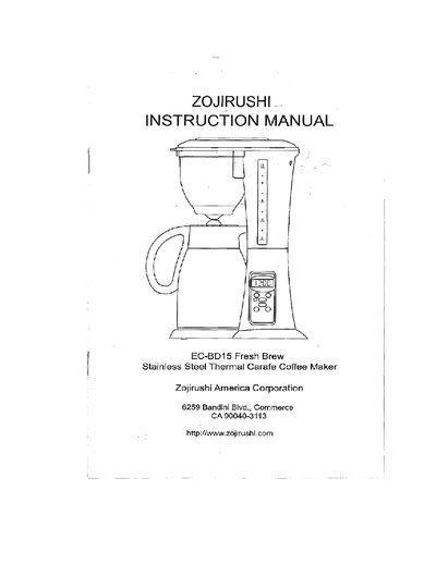 Zojirushi EC-BD15 Coffee Maker User Manual - cover page