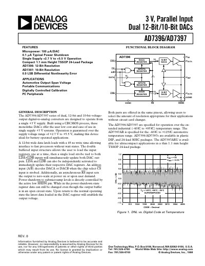Analog Devices AD7396/AD7397 Datasheet - cover page