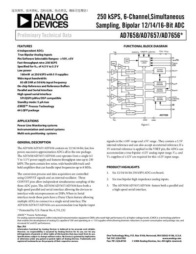 Analog Devices AD7658/AD7657/AD7656 Handbook - cover page
