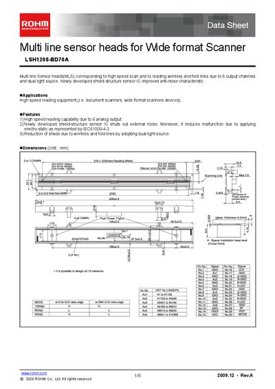 ROHM LSH1208-BD70A Data Sheet - cover page