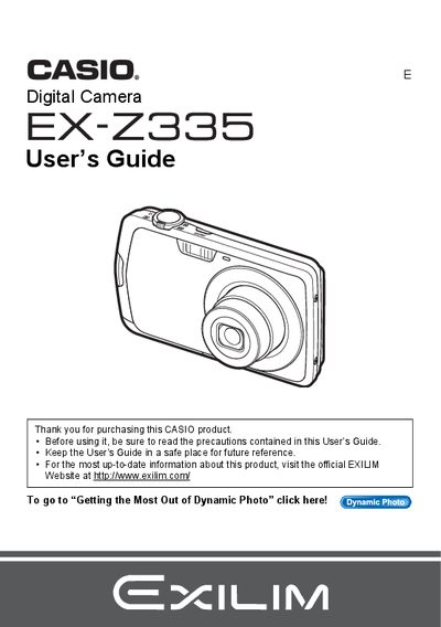 CASIO EX-Z335 guide - cover page