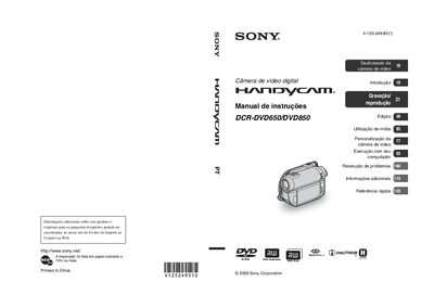 Sony DCR-DVD650/DVD850 Digital Video Camera Operating Instructions - cover page