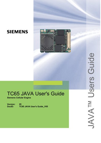 Siemens TC65 JAVA User Guide - cover page