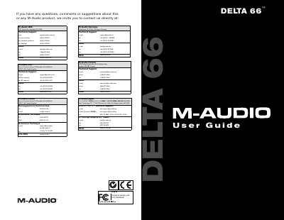 M-Audio Delta 66 Digital Recording Interface User Guide - cover page