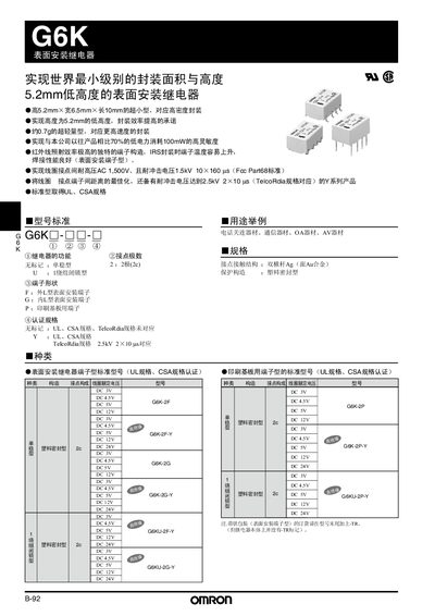 Omron G6K Surface Mount Relay Installation Guide - cover page