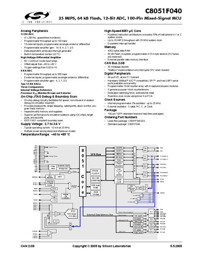 Silicon Laboratories C8051F040 Handbook - cover page