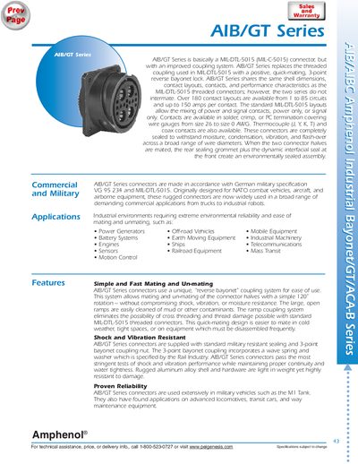 Amphenol AIB/GT Series Handbook - cover page