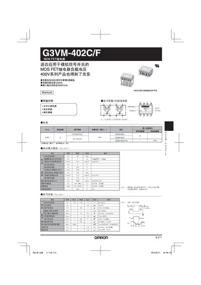 Omron G3VM-402C/F Relay User Manual - cover page