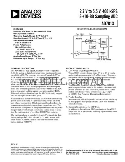 Analog Devices AD7813 Datasheet - cover page