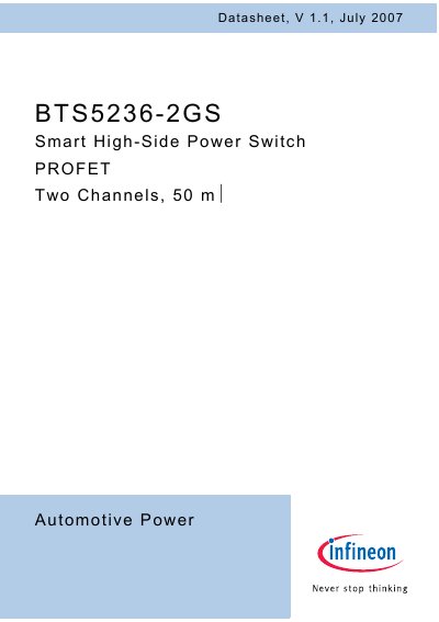 Infineon BTS5236-2GS Smart High‑Side Power Switch PROFET Datasheet - cover page