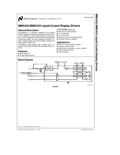 National Semiconductor MM5452/MM5453 Liquid Crystal Display Drivers Handbook - cover page