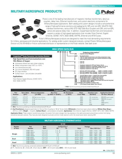 Pulse Military/Aerospace Products Catalog - cover page
