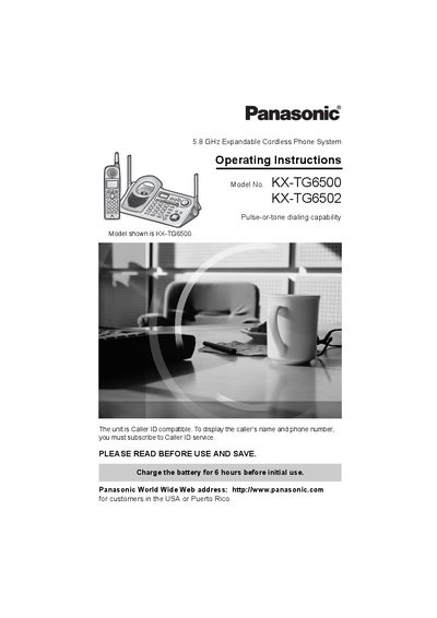 Panasonic KX-TG6500 / KX-TG6502 Cordless Phone System User Manual - cover page