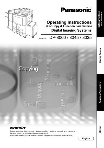 Panasonic DP-8060/8045/8035 Digital Imaging Systems Operating Instructions (For Copy & Function Parameters) - cover page
