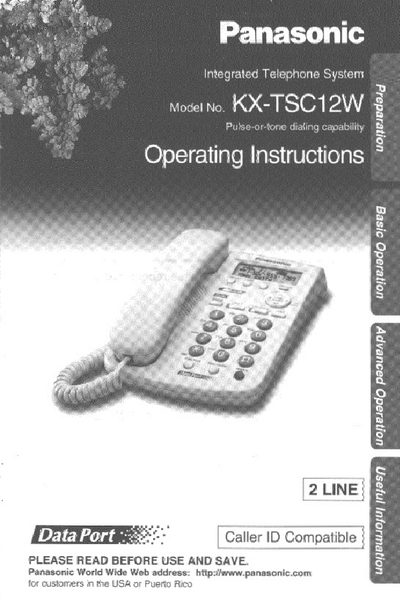 Panasonic KX-TSC12W Integrated Telephone Operating Instructions - cover page
