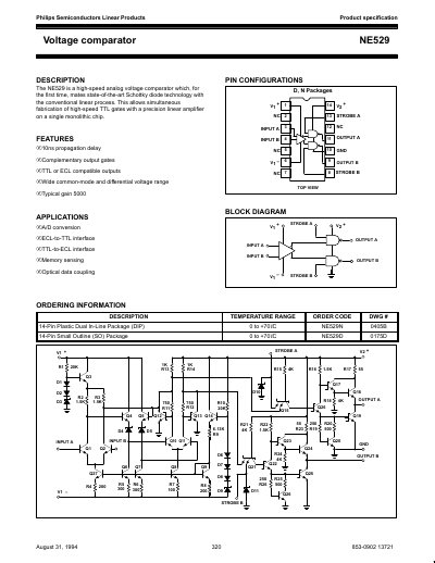 Philips NE529 Voltage Comparator Datasheet - cover page