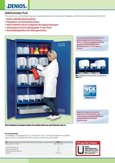 DENIOS UWA-A Waste Storage Cabinet Product Leaflet - cover page