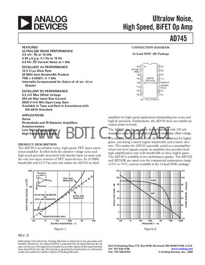 Analog Devices AD745 Datasheet - cover page