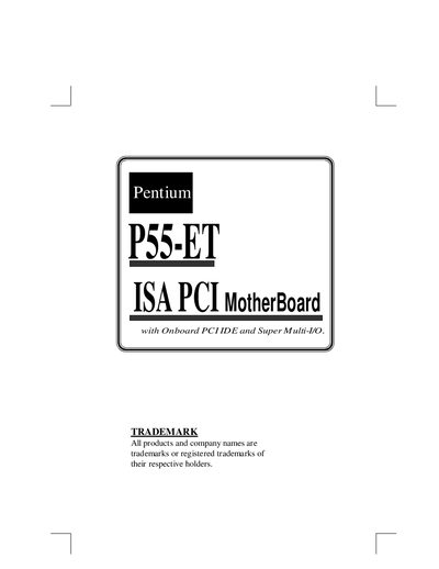 P55-ET Motherboard User Manual - cover page