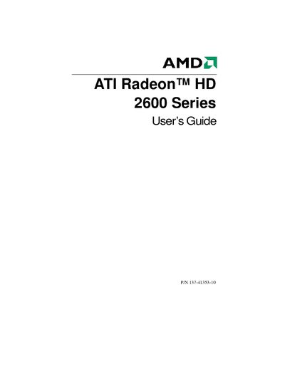 AMD Radeon HD 2600 Series User Guide - cover page