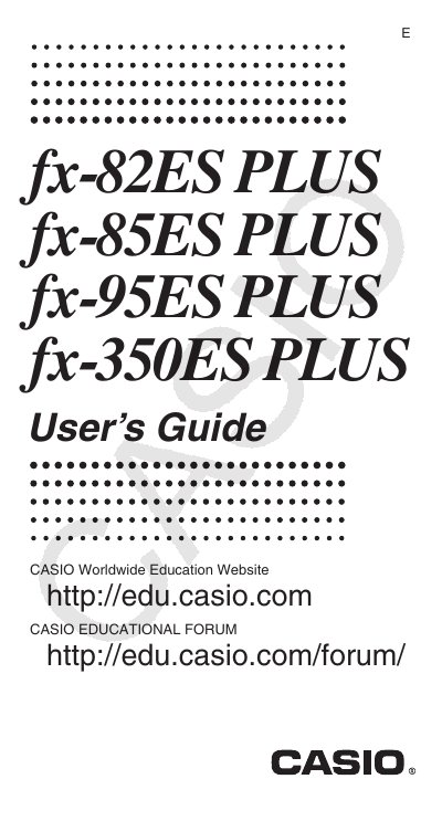 CASIO FX-82ES PLUS/85ES PLUS/95ES PLUS/350ES PLUS Manual - cover page