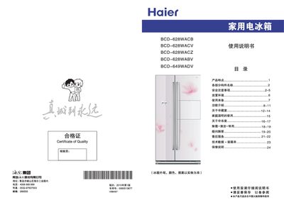 Haier BCD-628 Refrigerator User Manual - cover page