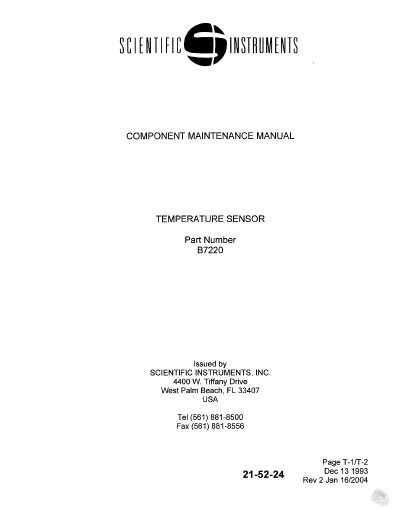 SCIENTIFIC INSTRUMENTS 21-52-24 B7220_Component service manual - cover page