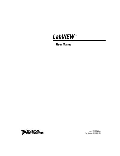 National Instruments LabVIEW User Manual - cover page