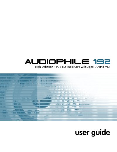 M-Audio Audiophile 192 User Guide - cover page