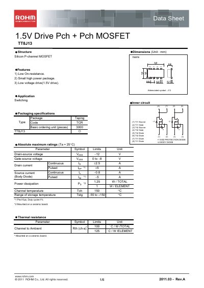 ROHM TT8J13 Datasheet - cover page