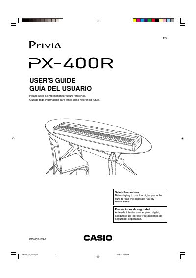 Casio PX-400R Digital Piano User's Guide - cover page