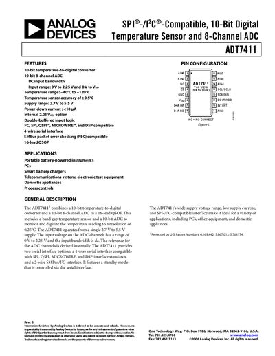 Analog Devices ADT7411 Product Handbook Rev B - cover page
