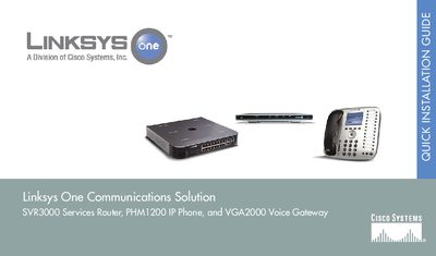 Linksys SVR3000 Quick Installation Guide - cover page