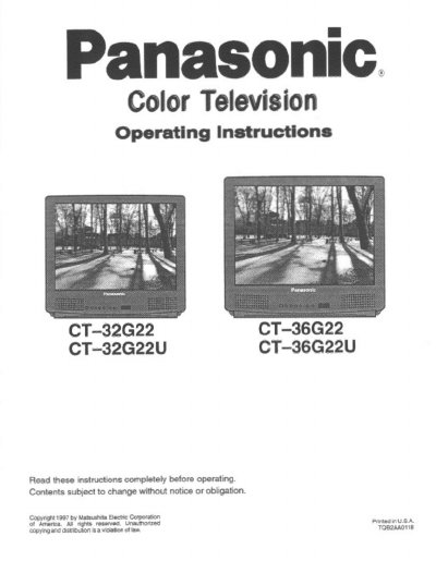 Panasonic CT-32G22/36G22/32G22U/36G22U Manual - cover page