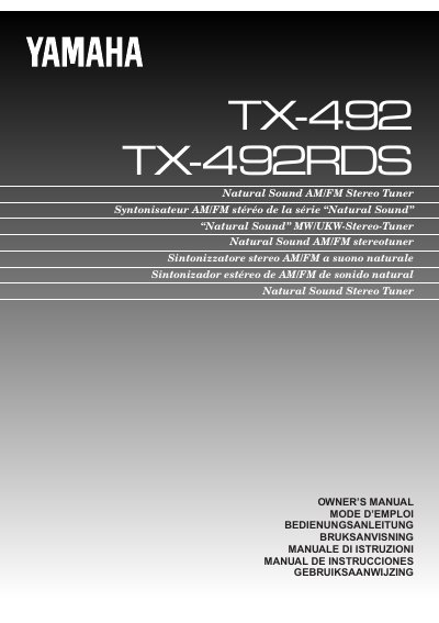 Yamaha TX-492/TX-492RDS Stereo Tuner Owner's Manual