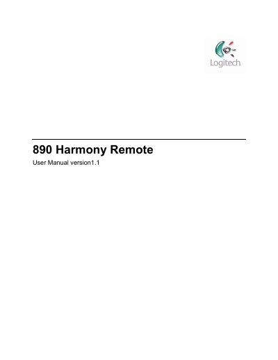 Logitech 890 Remote User Manual - cover page