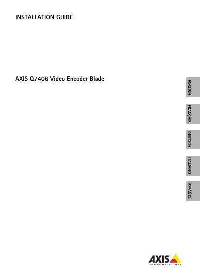 Axis Q7406 Video Encoder Blade Installation Guide - cover page