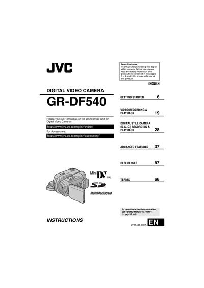 JVC GD-DF540 Digital Video Camera User Manual - cover page