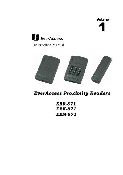 Everfocus Electronics Corp. ERR-871/ERK-871/ERM-871 Proximity Reader Instruction Guide - cover page