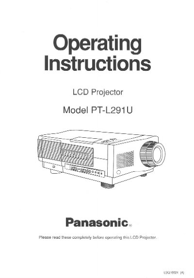 Panasonic PT-L291U LCD Projector Operating Instructions - cover page