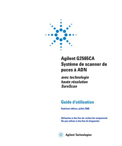 Agilent G2565CA DNA Chip Scanner User Guide - cover page