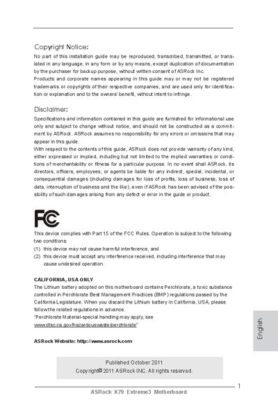 ASRock X79 Extreme3 Motherboard Installation Guide - cover page