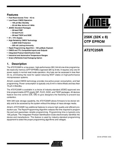 Atmel AT27C256R Datasheet