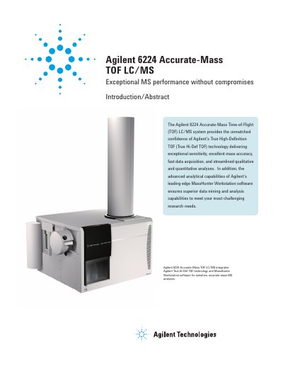 Agilent 6224 Accurate-Mass TOF LC/MS Product Note - cover page