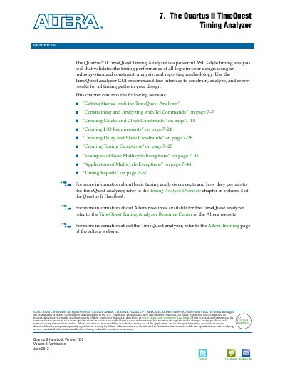 Altera Quartus II TimeQuest Timing Analyzer Handbook Volume 3 - cover page
