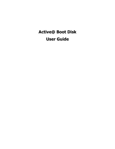 LSOFT Active@ Boot Disk User Guide - cover page