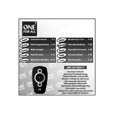 One For All URC-6210/6211 Universal Remote Instruction Manual - cover page