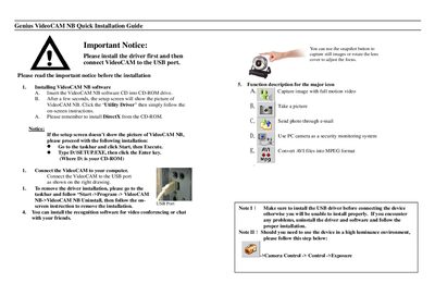 Genius VideoCAM NB Quick Installation Guide - cover page